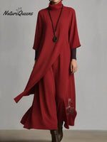 Women's Elegant High-neck Double-layered Hem Dress