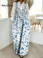 Women's Abstract Pattern Art Print Casual Cotton Denim Dress