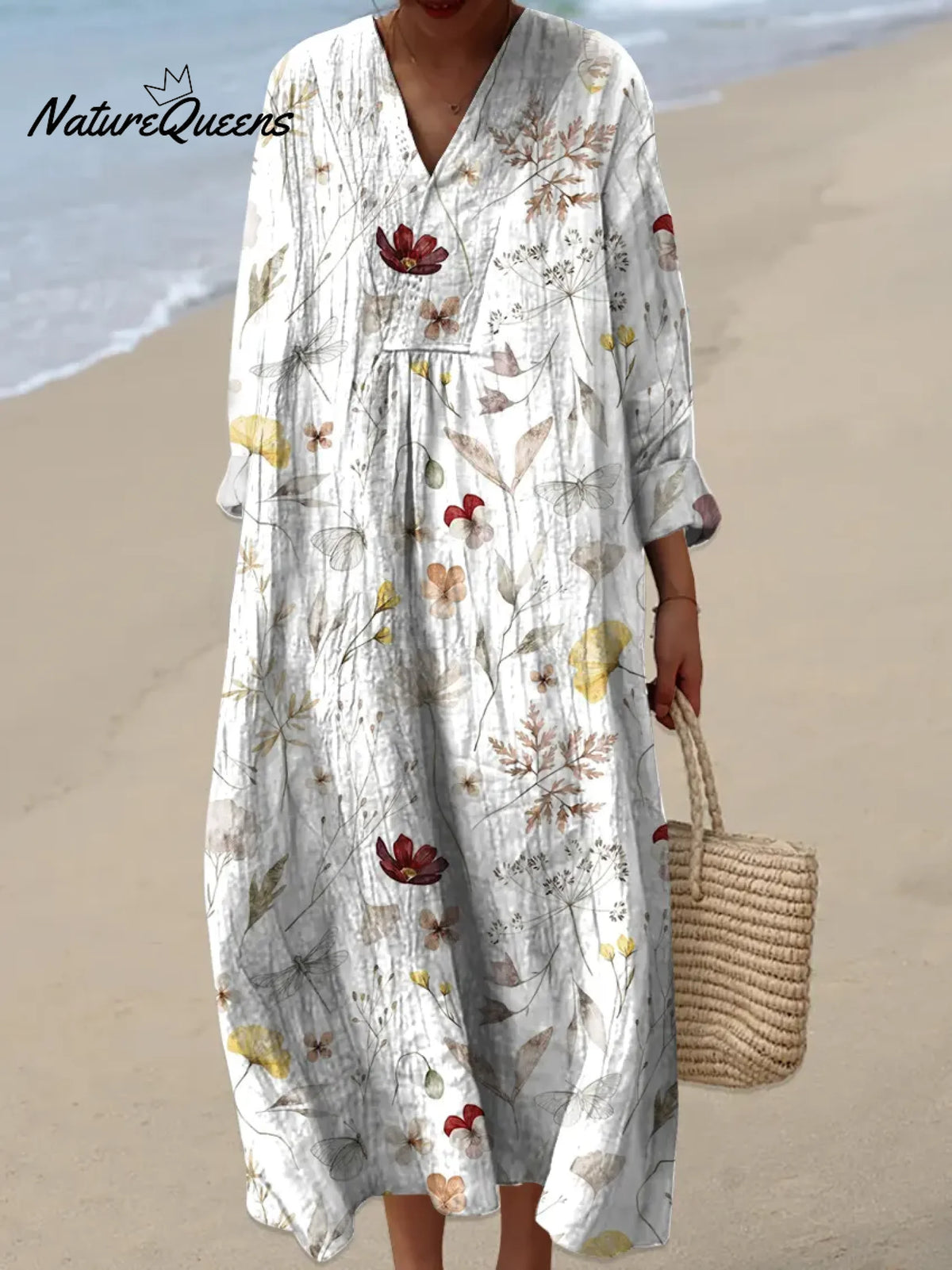 Women's Vintage Flower Art Print Casual Dress