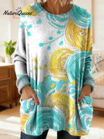 Women's Lovely Floral Flowers Pattern Art Print Casual Cotton Knitted Sweater