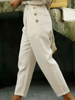 Casual Outing Button Details Linen Pants