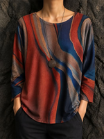 Artistic Abstract Swirl Print Top