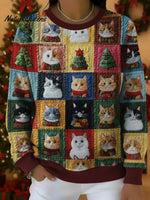 Christmas Cute Kitten Collection Printed Sweatshirt