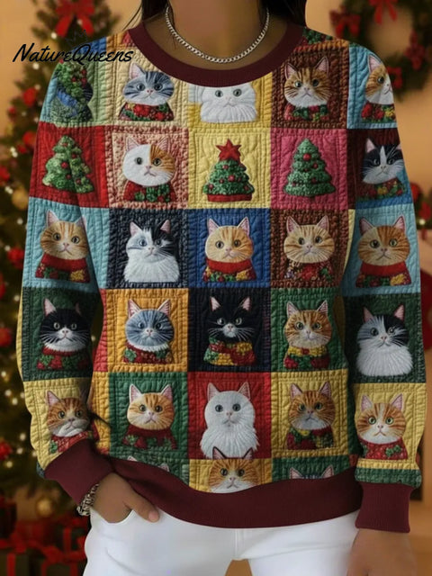 Christmas Cute Kitten Collection Printed Sweatshirt