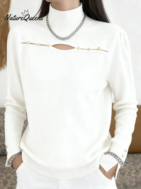 Women's Christmas Solid Color Hollow-Out Pullover Sweater