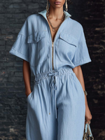Drawstring Waist Jumpsuit - Comfortable For Everyday Wear