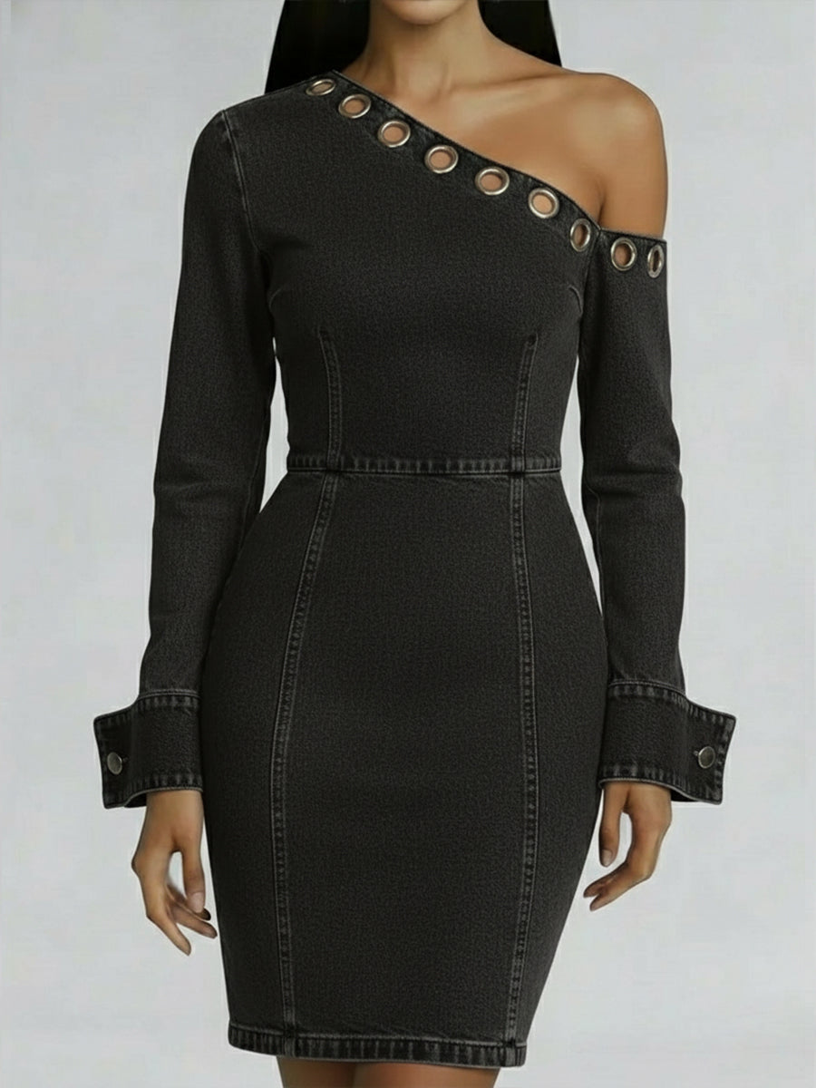 Casual Off-the-shoulder Denim Dress