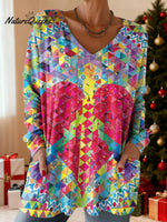 Women's Love Pattern Art Print Casual Cotton T-shirt