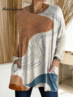 Women's Abstract Pattern Art Print Casual Cotton T-shirt