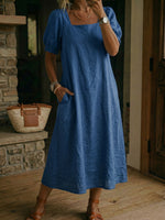 Women's Square-Neck Short-Sleeve Dress