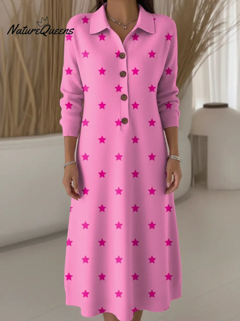 Women's Stars Pattern Art Print Casual Knitted Dress