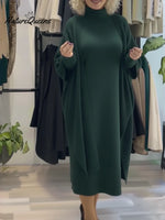 Women's Two-piece Sweater Dress And Sweater Shawl Set