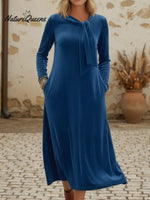 Elegant Ribbon-tied Velvet Midi Dress