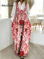 Women's Floral Pattern Art Print Casual Cotton Denim Dress