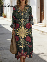 Women's Floral Art Print Casual Cotton Dress