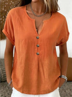 Women's Button-front V-neck Short-sleeve Shirt