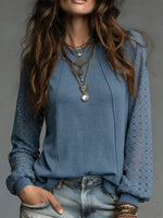Women's Cozy Minimalist Solid-color Round Neck 100% Cotton Shirt