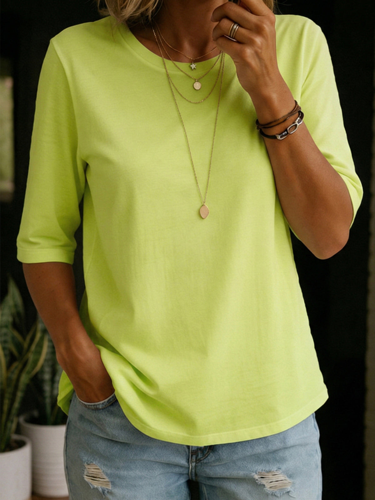 Women’s Minimalist 100% Cotton T-Shirt – Casual Loose Half Sleeve Summer Tee