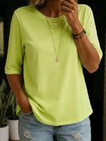 Women’s Minimalist 100% Cotton T-Shirt – Casual Loose Half Sleeve Summer Tee