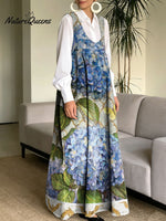 Women's Hydrangea Decorative Pattern Casual Square Collar No Sleeve Dress