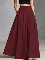 Women's Solid Color High-waisted Casual Loose Cotton Skirt