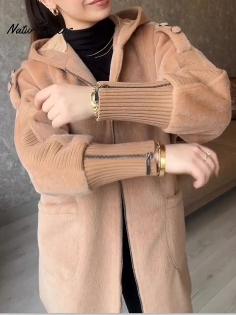 Women's Angolan Leopard Print Zip-Up Hooded Coat