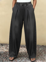 Casual Single-pleated Barrel-leg Wide-leg Jeans