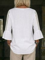 Women's Causal Loose Button Ruffled Sleeves V-neck Blouse