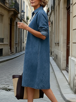 Cozy 100% Cotton Denim Shirt Dress