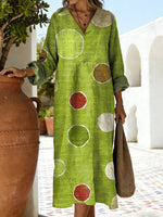 Women's Abstract Color Blocking Pattern Art Print Casual Cotton Dress