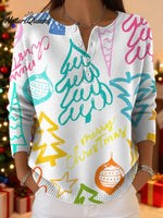 Women's Christmas Trees Pattern Art Print Buttoned Cardigan Sweater
