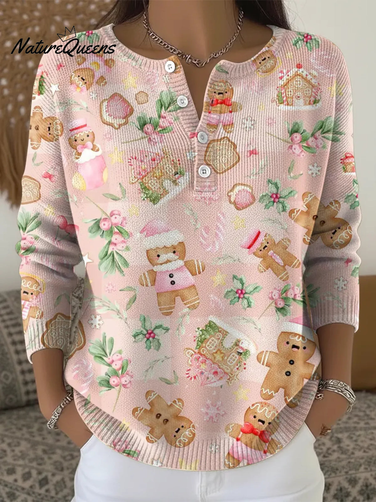 Women's Cute Christmas Elements Casual Printed Sweater