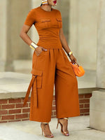 Casual Cotton T-shirt And Cargo Pants Two-piece Set