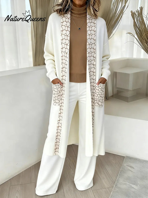 Women's Comfortable Loose Long Cardigan and Pants Two-Piece Set