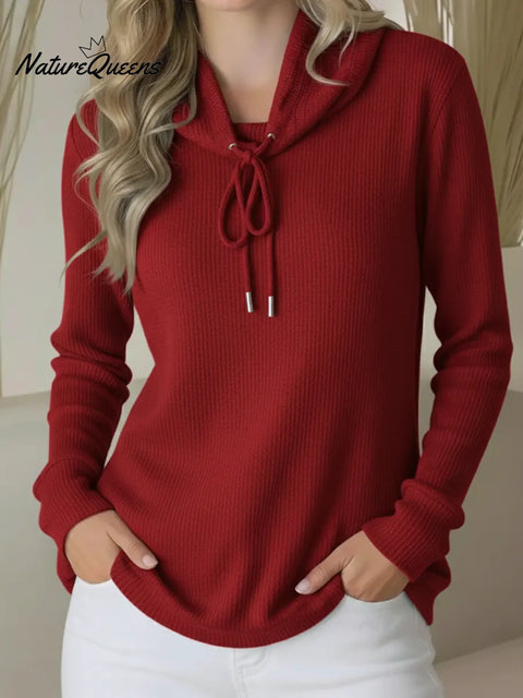 Women's Comfortable Cowl Neck Waffle Sweatshirt