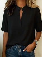 Minimalist Basic Loose Cotton And Linen Short-sleeved Shirt