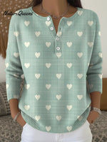 Women's Little Bits Of Love Casual Printed Sweater