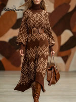 Women's Geometric Print Turtleneck Sweater Dress
