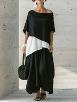 Loose-fit Casual Linen And Cotton Top And Skirt Two-piece Set