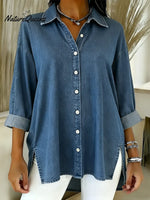 Women's Casual Washed Denim Cotton Top