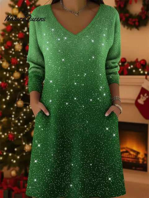 Dreamy Starry Sky Gradient V-neck Knit Dress
