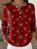 Shining Christmas VintageArt Print Buttoned Cardigan Sweater