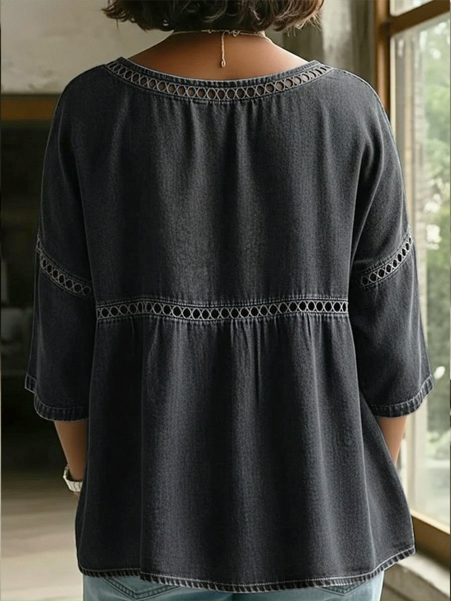 Casual Webbing Denim Top