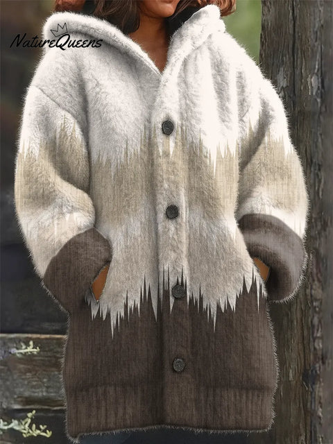 Simple Pattern Printed Knit Hoodie