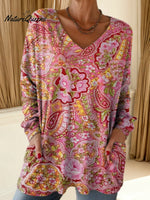 Women's Floral Pattern Art Print Casual Cotton T-shirt