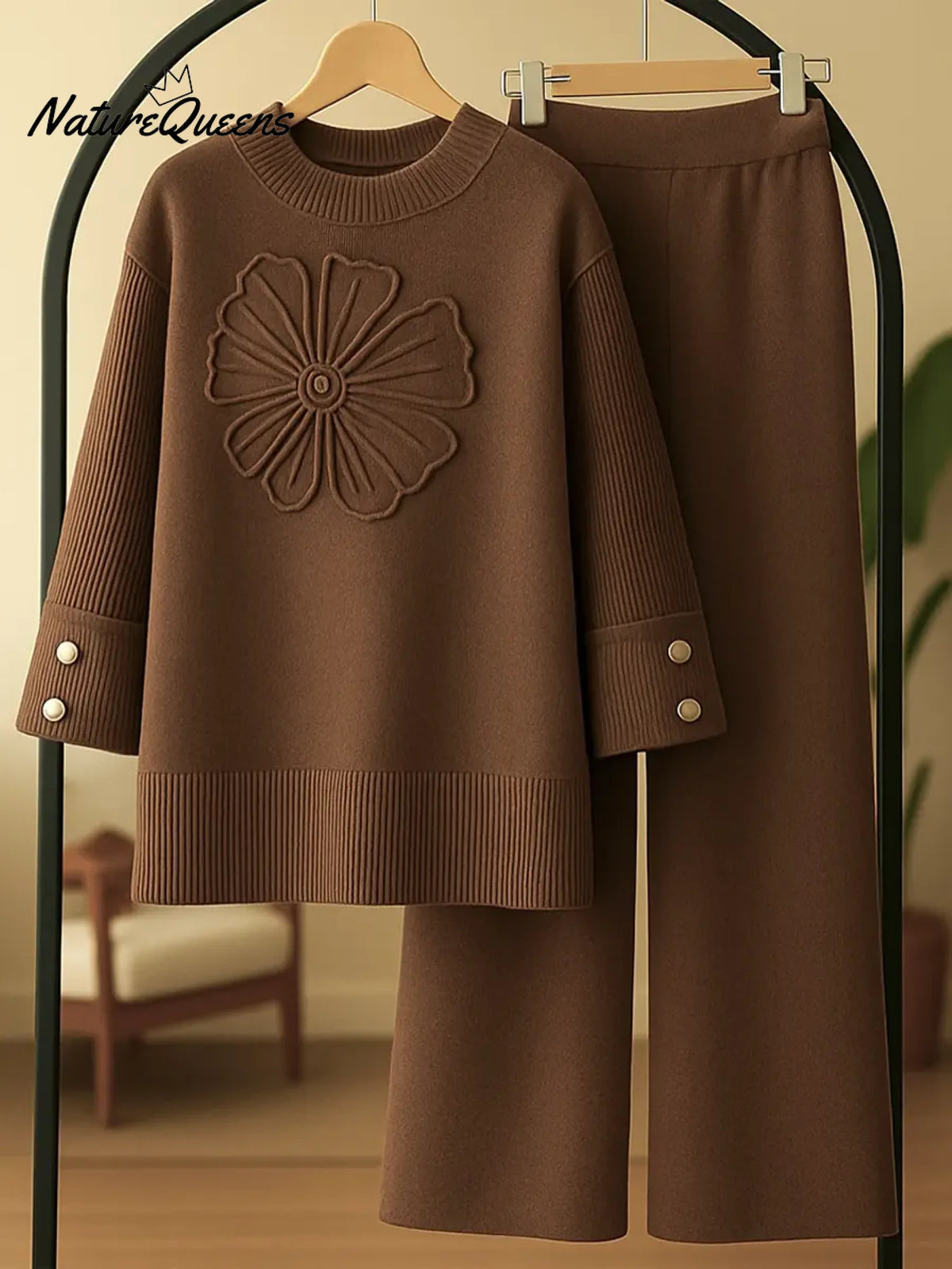 Women's Two-piece Knit Sweater And Pants Set