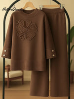 Women's Two-piece Knit Sweater And Pants Set