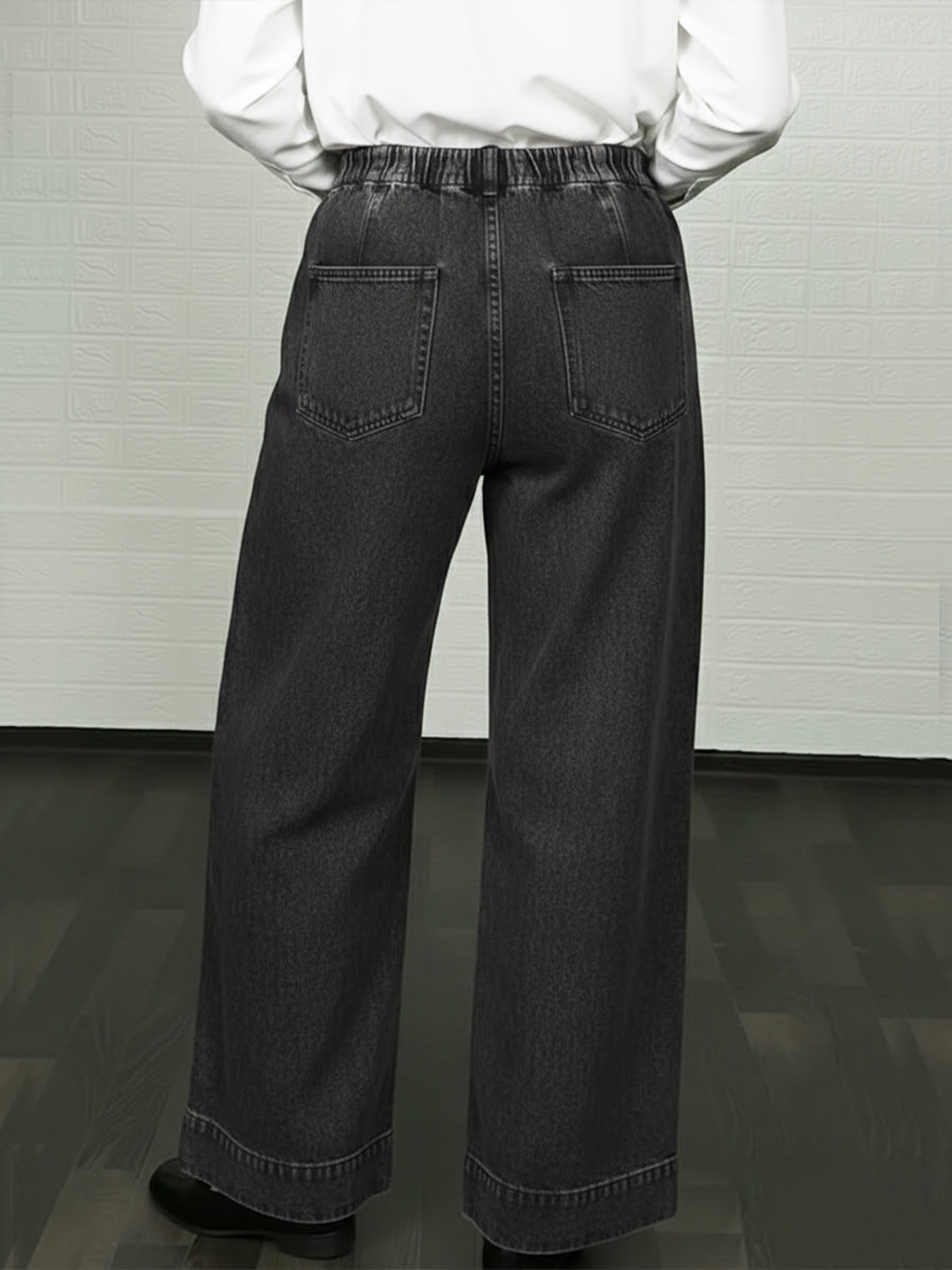 Casual Elastic-waist Jeans