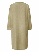 Women's Casual Solid Color Art V-Neck Cotton Linen Dress