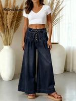 Women's Solid Color High-waisted Casual Loose Cotton Wide-leg Pants